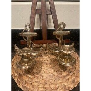 2 Vintage Solid Brass Anchor Wall candles